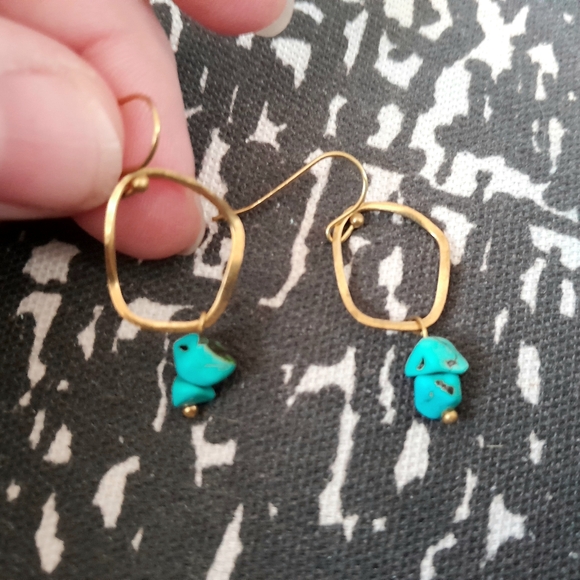 Turquoise 'Wobble' Drop Earrings - Picture 3 of 4